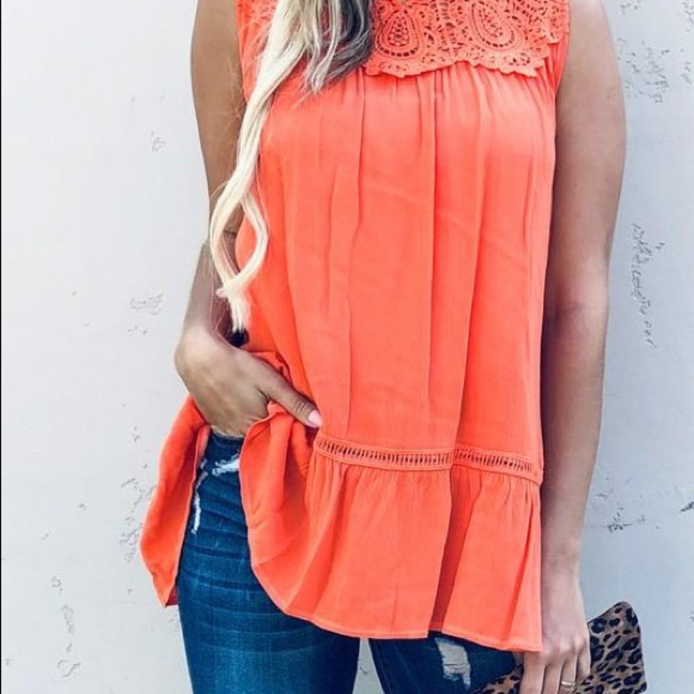 Coral Lace Trim Tunic